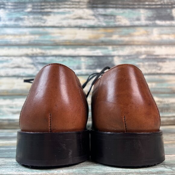 Johnston & Murphy Oxford Novick Dress Shoe 9.5 Brown Calfskin Leather Cap Toe - Picture 5 of 10
